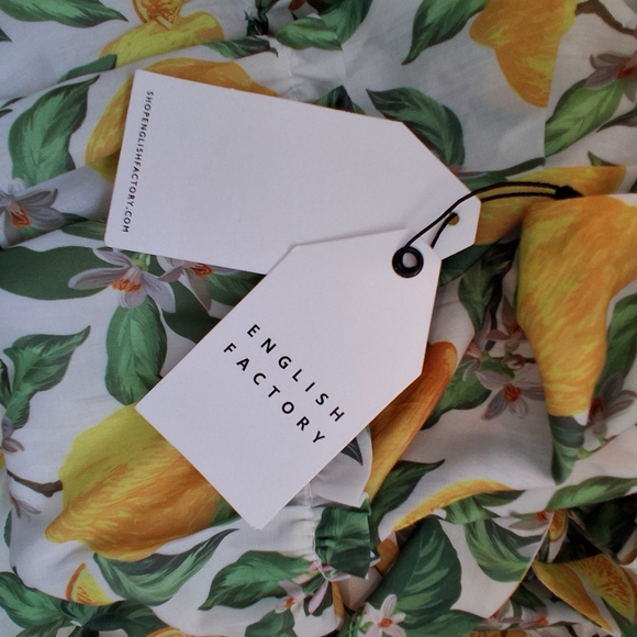 English Factory Lemon Print Tiered Mini  Dress Size 2X NWT - Picture 8 of 9